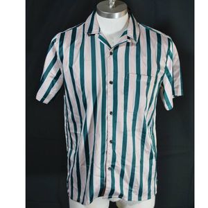 Urban Outfitters Pink Green Striped Button Up Shirt - S